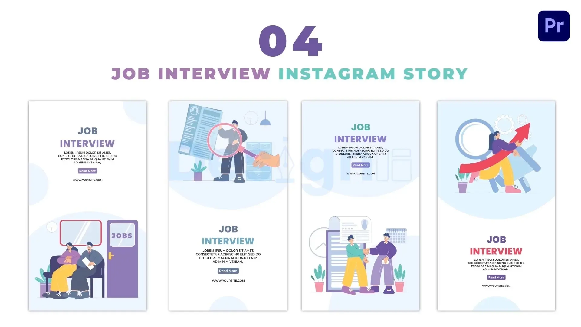 Job Interview Flat Character Instagram Story Template